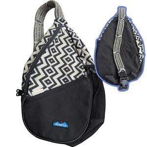Kavu Rope Sling Bag Black Cream Geometric One of a Kind Crossbody Backpack Hike